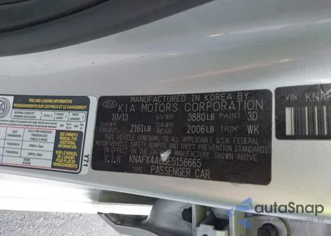 2014 Kia Forte Lx z USA, uszkodzony, nr VIN KNAFX4A68E5156665